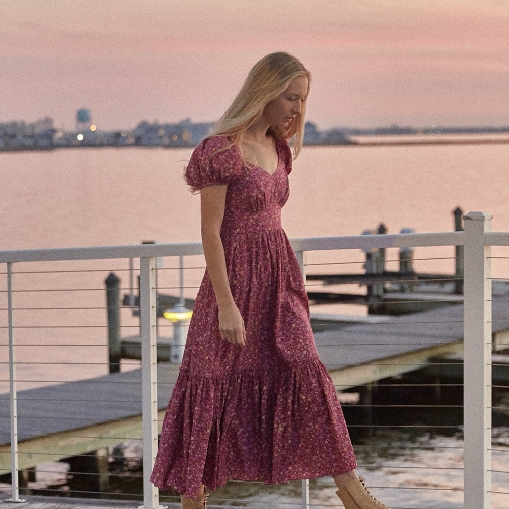 LoveShackFancy Angie Dress in Cherry Wine Size 4